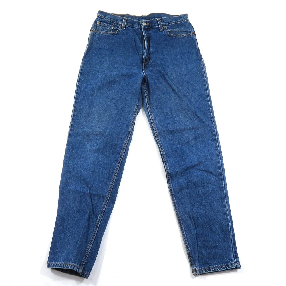 Levi's 512 Denim Jeans Zip Fly Medium to Dark Blue Womens Sz M Meas 33x31